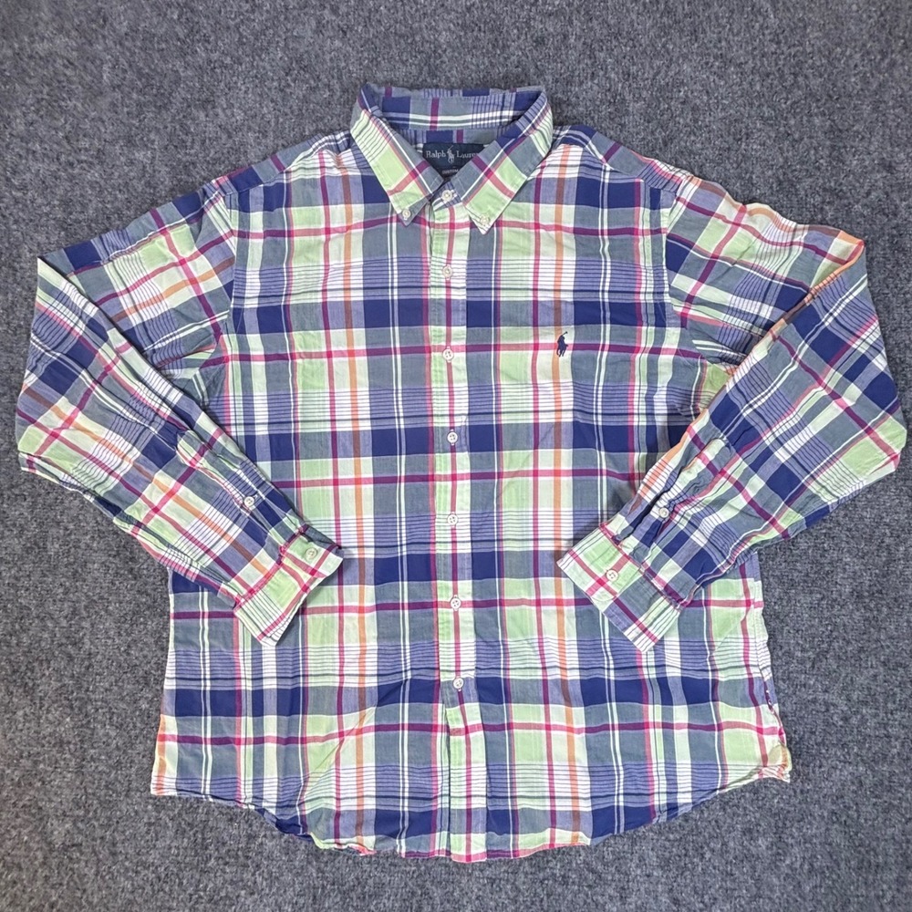 Polo Ralph Lauren Plaid Multicolor Button-Up Collared Shirt XXL Custom Fit